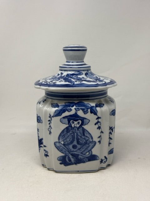 Blue & White Ceramic Canister