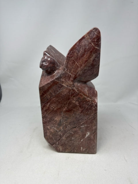 Large Reddish Brown Abstract Stone Sculpture of Bird