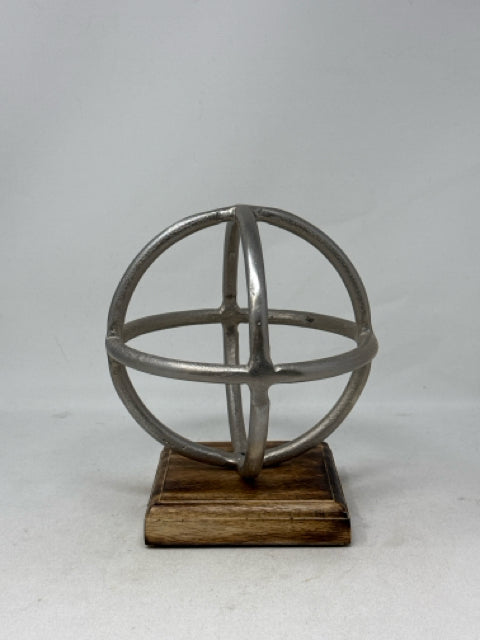 Bouclair Silver Metal Sphere Wood Base [MHF]