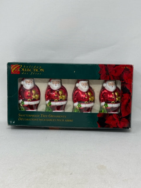 Set of 4 Santa Tree Ornaments Shatterproof