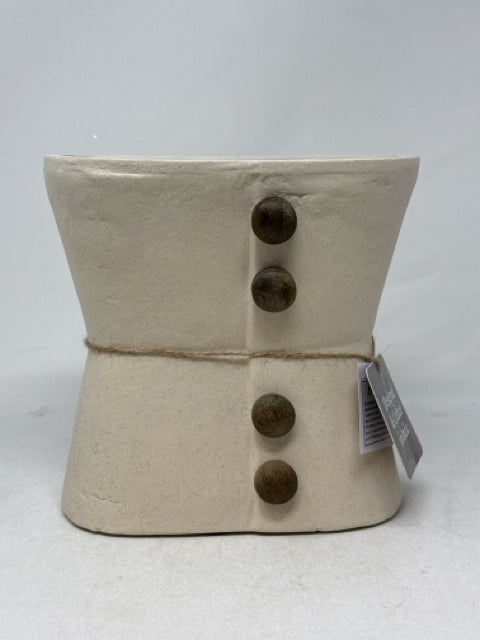 Ivory Button Vase Crafted from Sustainably Repurposed Paper [MHF]