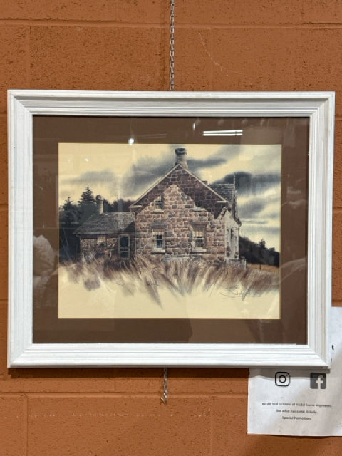 White Framed Stonehouse Wall Art