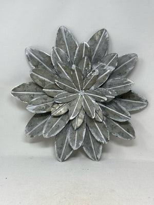 White Washed Tin Flower Wall Decor