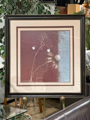 Brown Framed Brown/Red Floral Wall Art