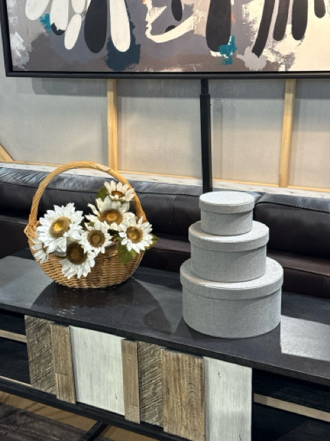 Ikea Kvarnvik Round Grey Nesting Storage Boxes [MHF]