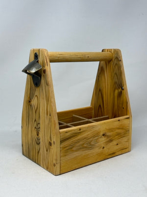 Wooden Bottle Caddy with Opener