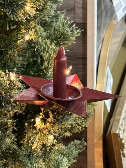Red Metal Candle Star Tree Clip