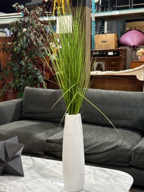 Decorative Artificial Grasses in White Vase