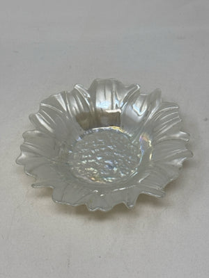 White Painted Glass Floral Bowl