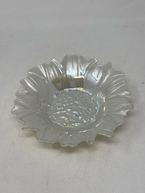 White Painted Glass Floral Bowl