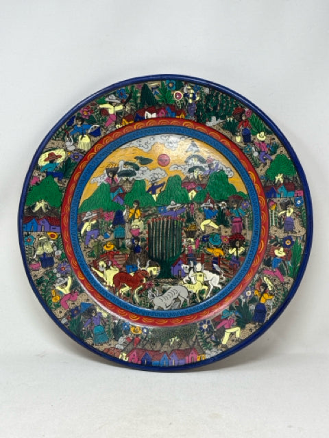 Mexican Terracotta Folk Art Plate