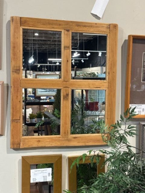 Rustic Natural Wooden Pane Mirror