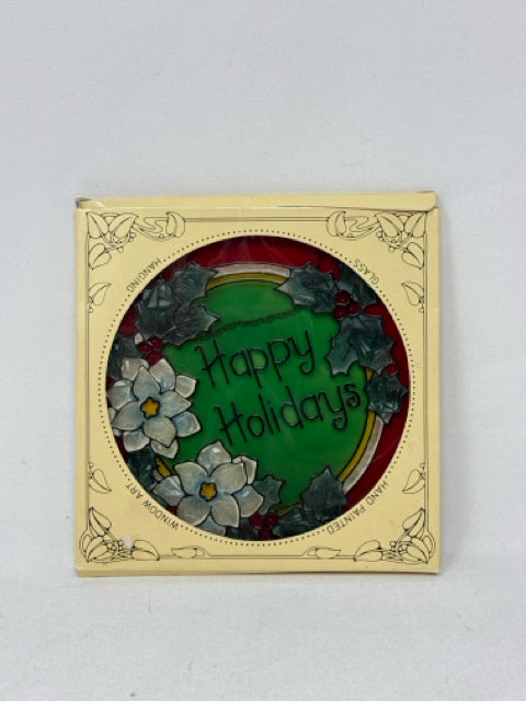 Hand Painted Holiday Glass Window Hanging