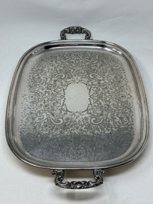 Wm A Rogers 13.5" x 22" Silver Plate Serving Tray with Handles