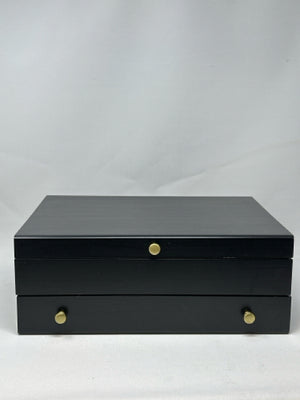 Black Wooden Flatware Storage Chest