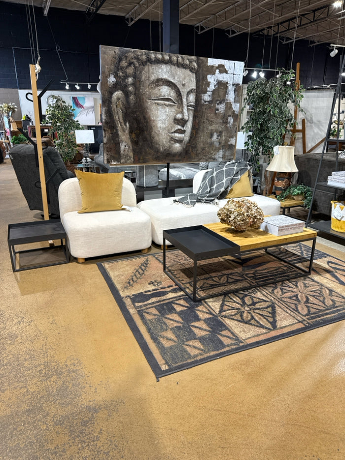 3 Piece Wood & Metal Coffee & End Table Set [MHF]