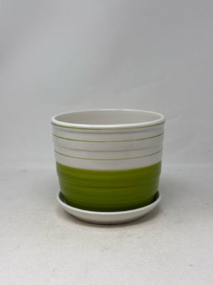 Green/White Ceramic Plant Pot