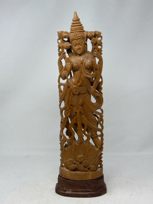 Carved Wooden Statue of the Hindu Goodess Lakshmi