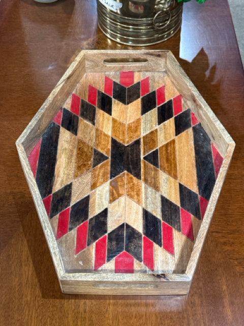 Hexagon Decorative Wooden Tray