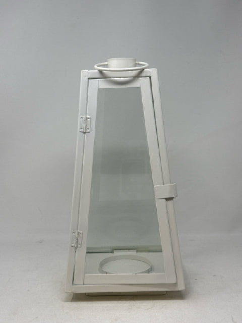 White Metal/Glass Candle Lantern [MHF]