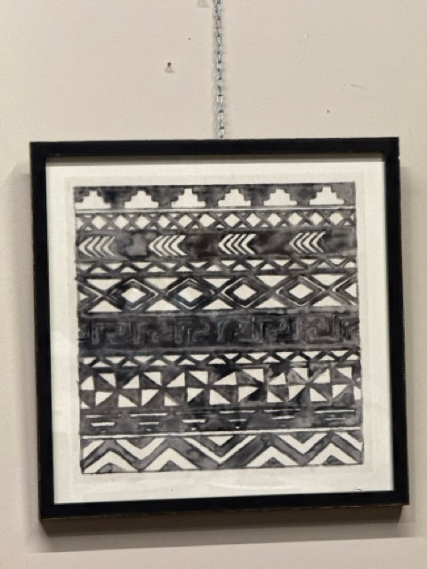 Black Distressed Framed Ink Wall Art [MHF]