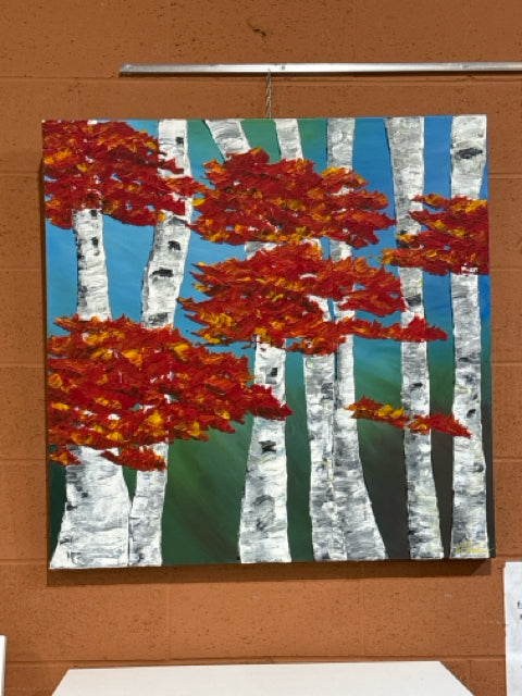 Square Canvas Birch Trees Wall Art