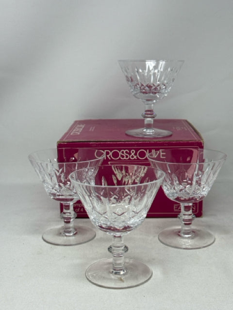 Cross & Olive Set of 4 Crystal Champagne/Sherbet Glasses