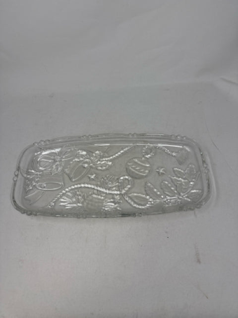 Rectangular Glass Xmas Serving Dish