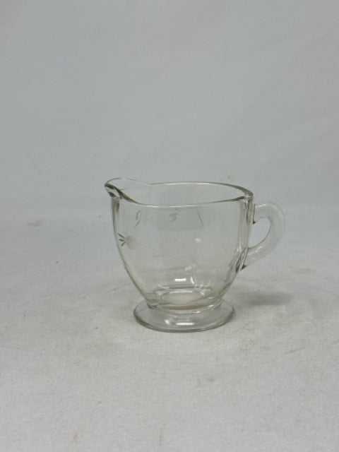 Small Vintage Etched Glass Creamer