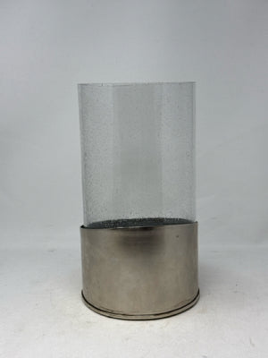 Round Glass with Tin Base Vase