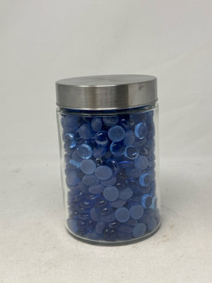 Glass Canister with Metal Lid & Blue Marble Accents