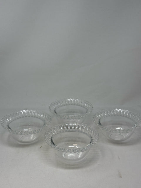 Set of 4 Vintage Open Lace Edge Glass Bowls