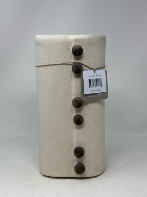 12" Ivory Button Vase Crafted from Sustainably Repurposed Paper [MHF]