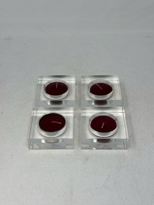 4 - 2.5" Square Acrylic T-Lite Holders