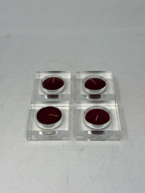 4 - 2.5" Square Acrylic T-Lite Holders