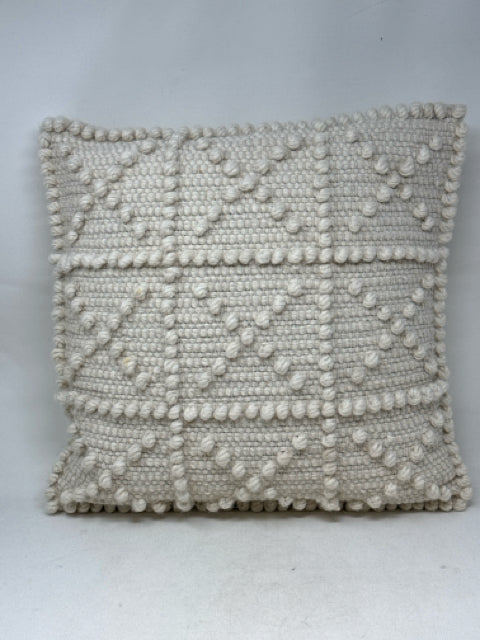 Decorative Cream Raised Pattern Detail Pillow [MHF]