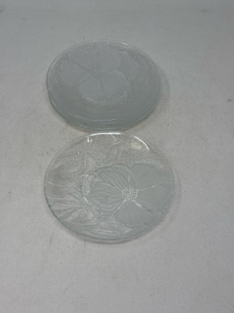 Set of 4 - 5.5" Glass Floral Dishes