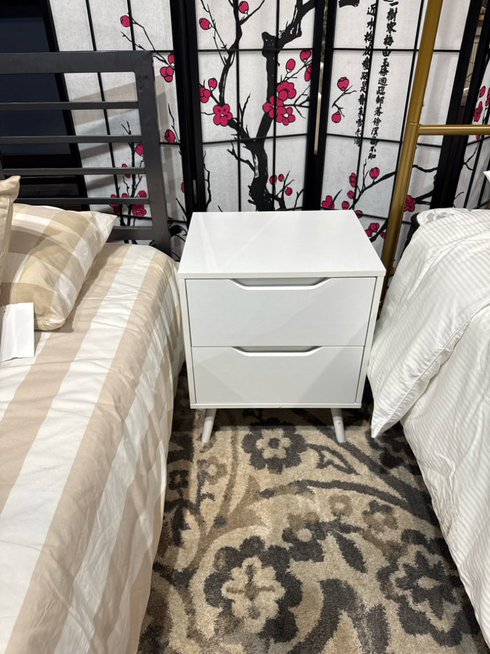 MS I-3688 White 2 Drawer Night Stand [NEW]