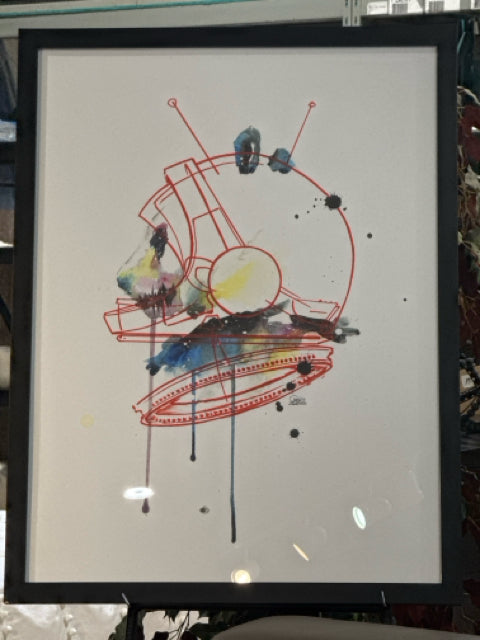 Black Framed Pop Art "Space Panda" by Lora Zombie [MHF]