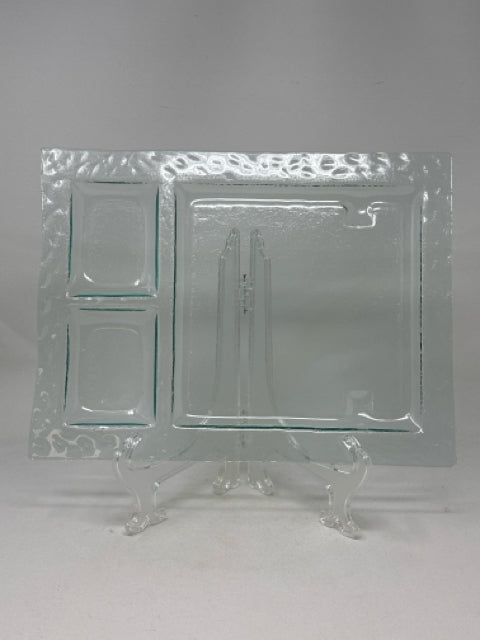 Textured Glass Divided Serving Dish