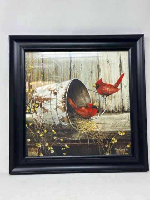Square Dark Plastic Framed Cardinal Wall Art