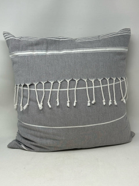 Grey with White Stripes & String Detail Pillow [MHF]