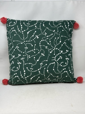 Ikea Aromatisk Green/White with Rose Pompoms Pillow