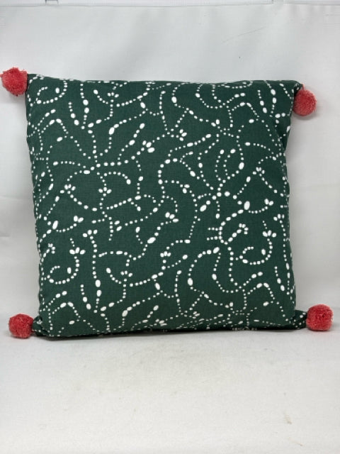 Ikea Aromatisk Green/White with Rose Pompoms Pillow