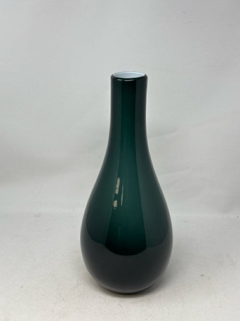 Green with White Interior Glass Vase