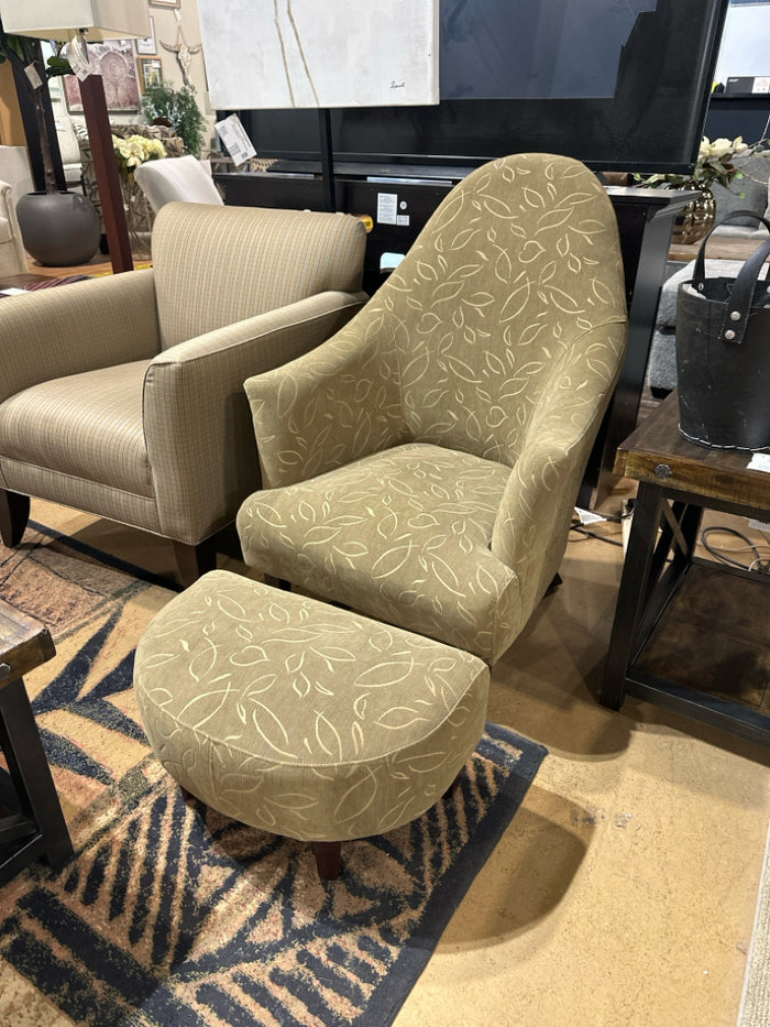 Fabric Accent Chair With Ottoman