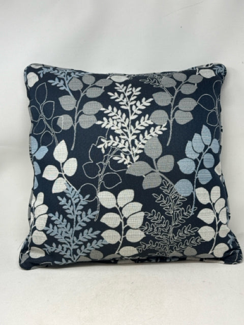Decorative Navy Blue Leaves Pillow