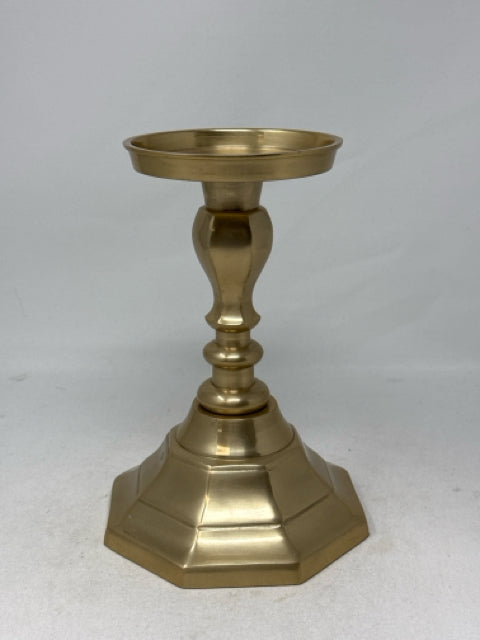 Soft Gold Metal Pillar Candle Holder