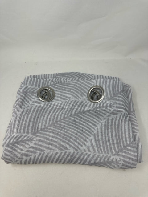 Bouclair Grey & White Palm Leaf Grommet Curtain Panel