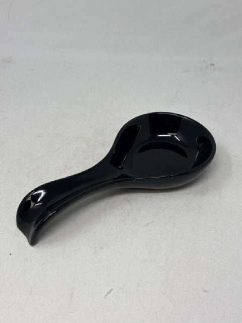 Oggi Black Ceramic Spoon Rest